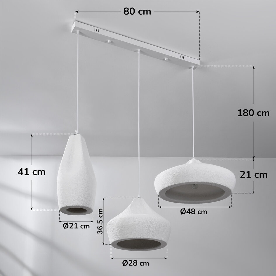Moderne hanglamp wit in Wabi Sabi stijl, 3-lichts - Kaze