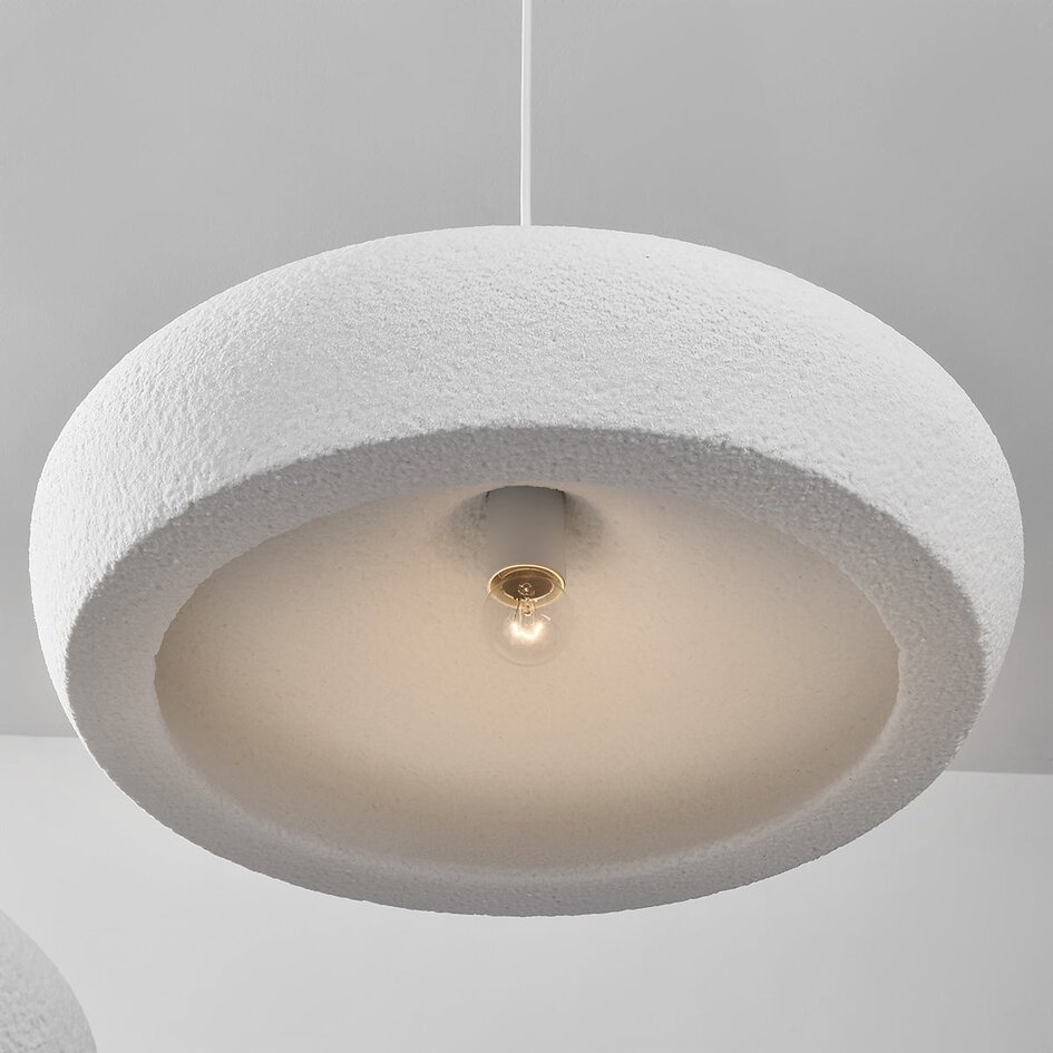 Lampe suspendue moderne blanche dans le style Wabi Sabi, 3 lumières - Kaze