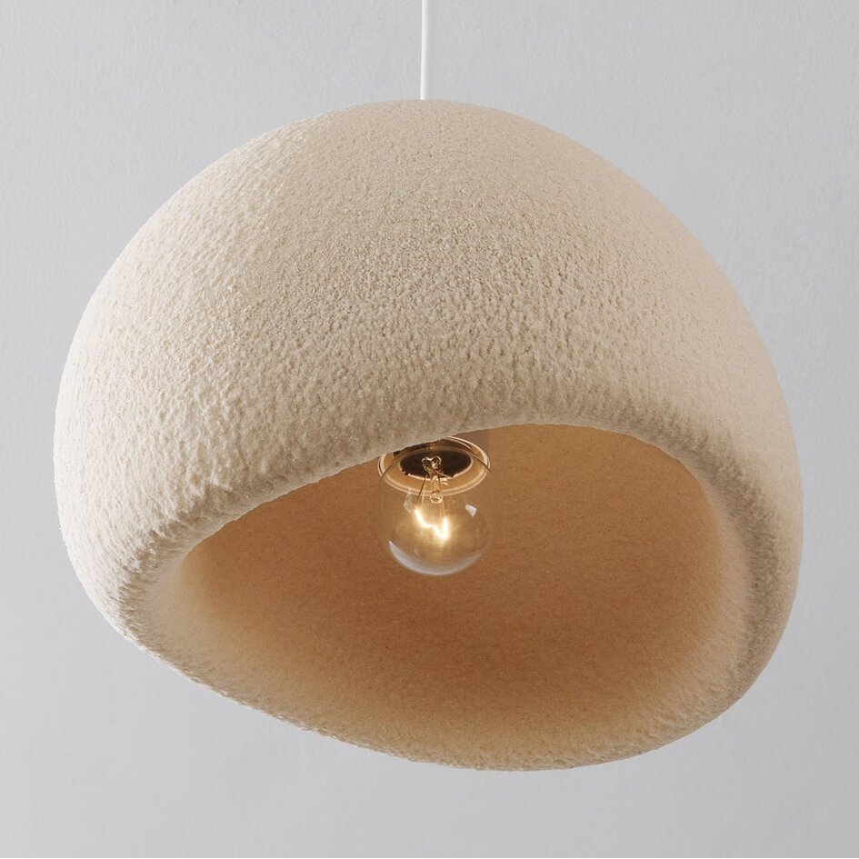 3-lichts Wabi Sabi hanglamp Ishi met zandbeige steeneffect - 3 x 30 cm
