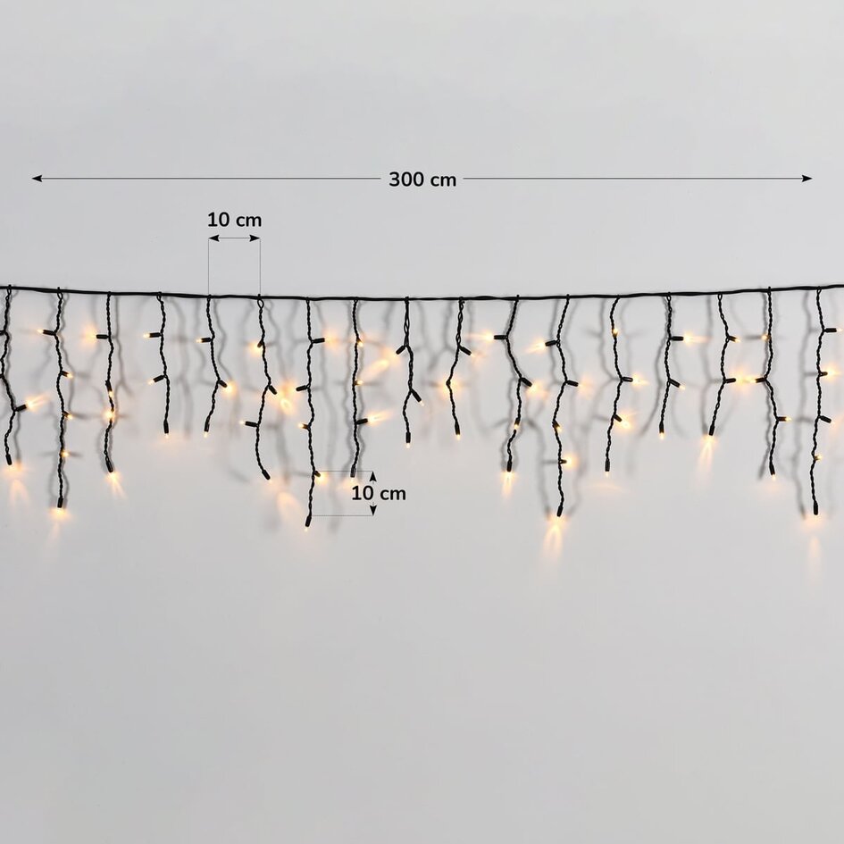 Guirlandes stalactite connectables | à partir de 3 mètres | 114 LEDs | blanc chaud | caoutchouc