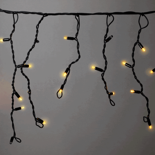 Guirlande de stalactites raccordable | 3 m, 114 LED | blanc chaud scintillant | caoutchouc