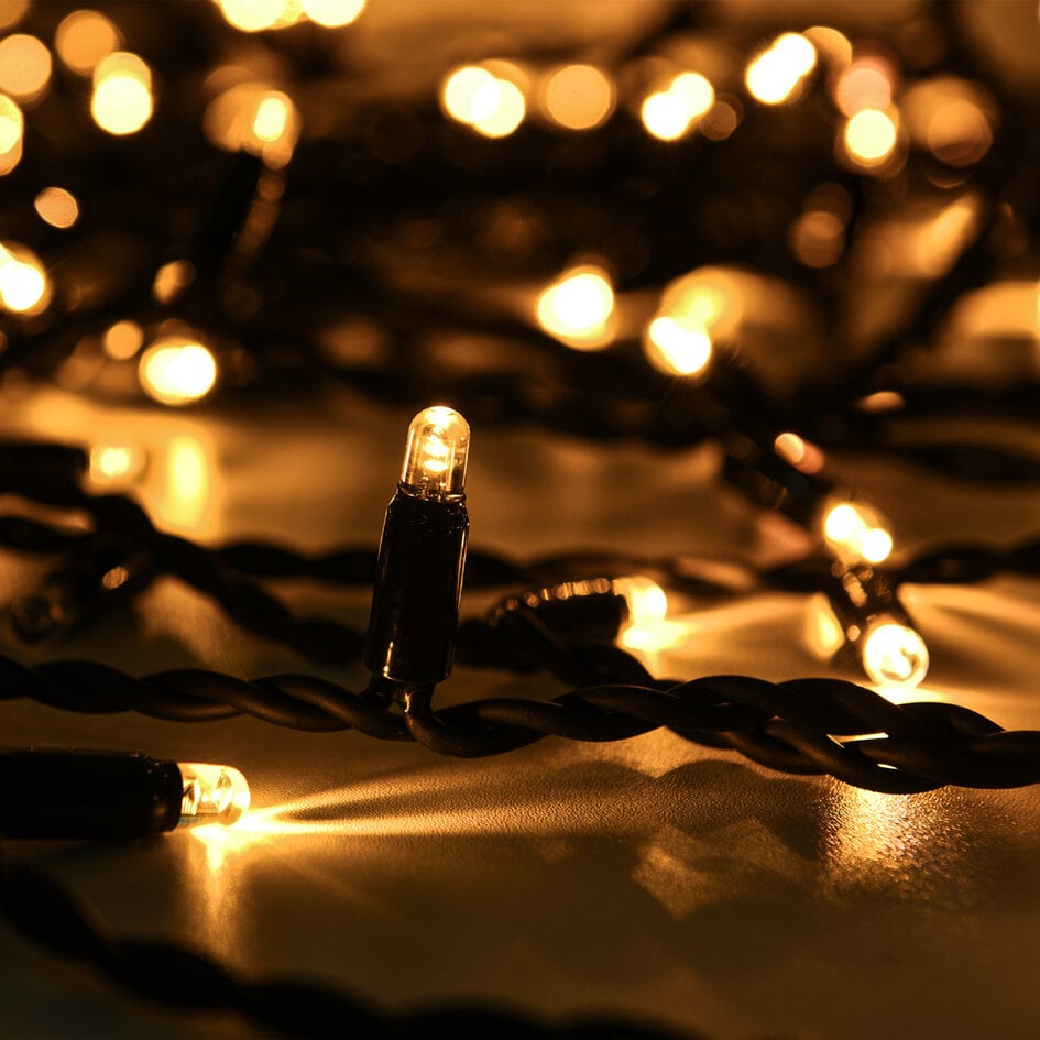 Rideau lumineux raccordable noir | 2 m | 300 LED | 2200K scintillant | caoutchouc