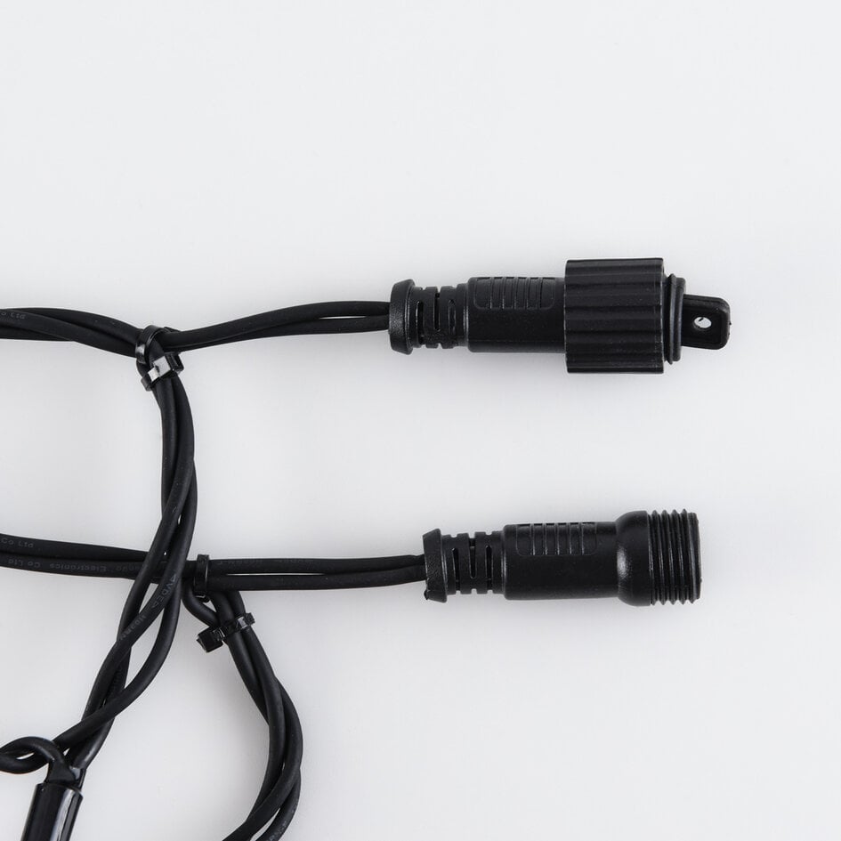 Rideau lumineux raccordable noir | 2 m | 300 LED | 2200K scintillant | caoutchouc