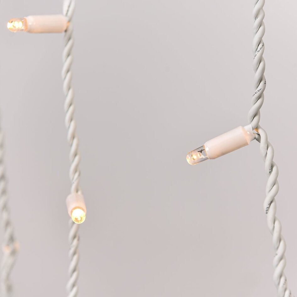 Guirlande stalactite connectable | à partir de 3 mètres | 114 LED | blanc chaud | câble blanc | caoutchouc