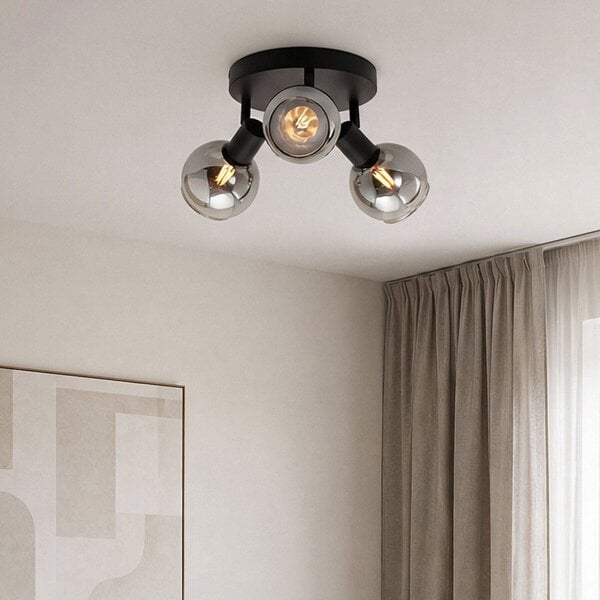 3-lichts plafondlamp Orlando - smoke glas met spiegeleffect