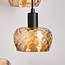 Suspension moderne noire mate avec verre ambré 3 lumières - Scott
