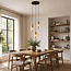 Suspension moderne noire mate et or sable avec verre ambré 3 lumières - Arlington