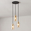 Suspension moderne noire mate et or sable avec verre ambré 3 lumières - Arlington