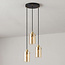 Suspension moderne noire mate et or sable avec verre ambré 3 lumières - Arlington