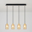 Suspension industrielle noir mat et or sable avec verre ambré 4 lumières - Tuscon