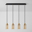 Suspension industrielle noir mat et or sable avec verre ambré 4 lumières - Tuscon