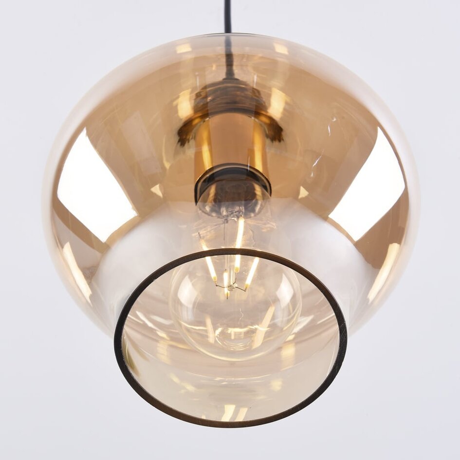 Lampe suspendue à 1 lumière Trinidad avec verre ambré - variante 3