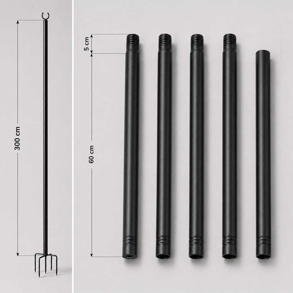 Poteaux métalliques pour lampadaires et cordons lumineux - lot de 2