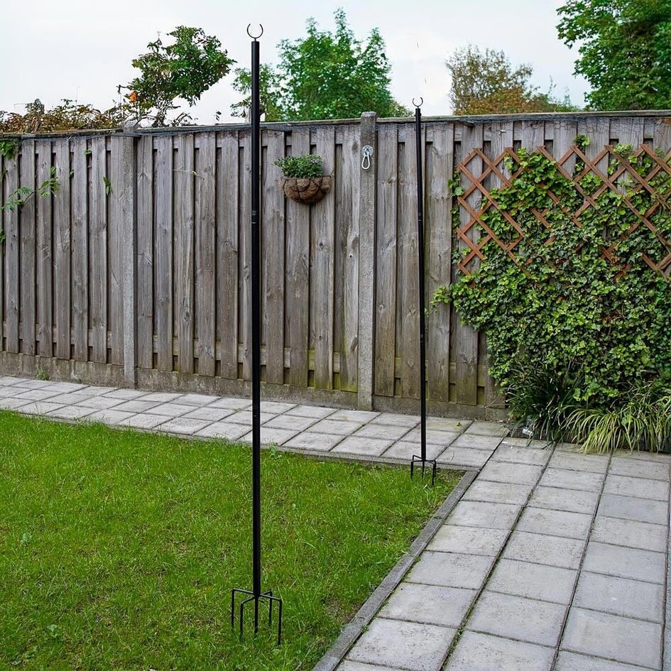 Poteaux métalliques pour lampadaires et cordons lumineux - lot de 2