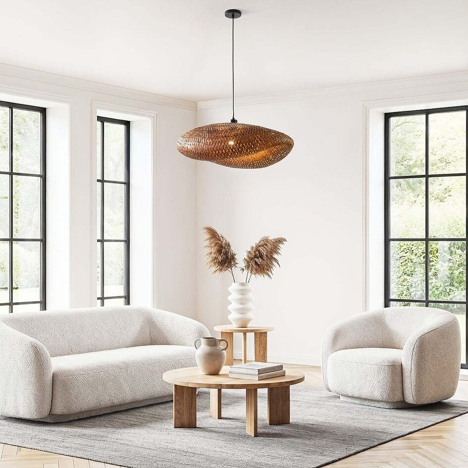 Lampe suspendue en bambou avec abat-jour tressé à la main Ø68 cm - Trama