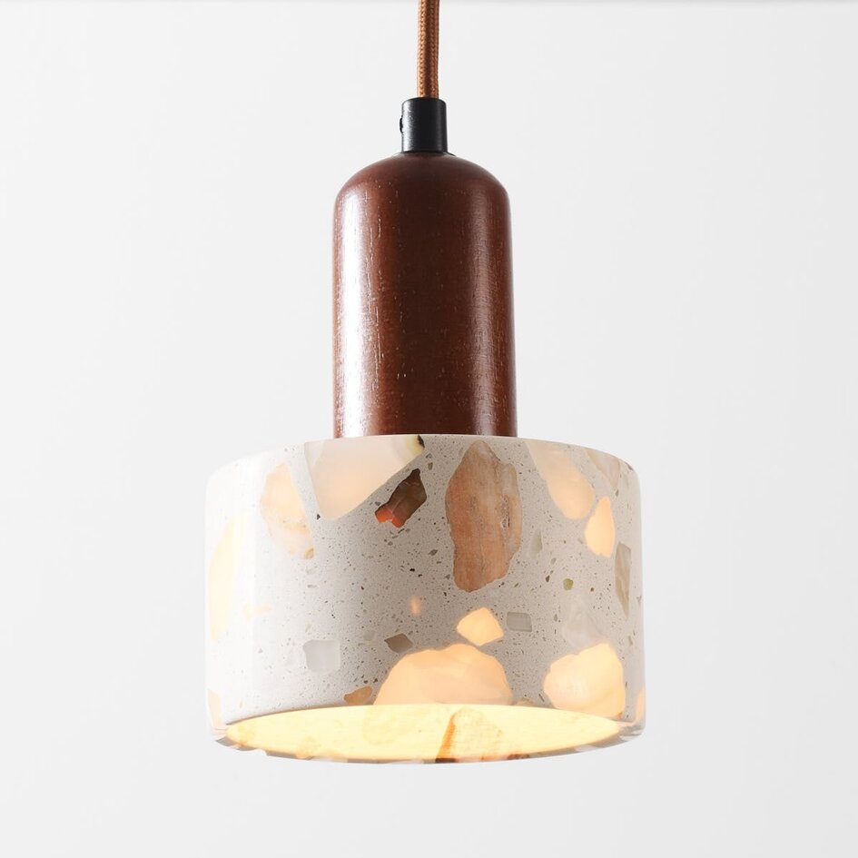 Suspension Lito avec effet terrazzo et bois