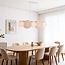 Suspension à 5 lumières Zenner – lin naturel avec accents bois et blancs