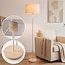 Lampadaire Auras avec abat-jour en lin beige et effet travertin