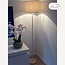 Lampadaire Auras avec abat-jour en lin beige et effet travertin