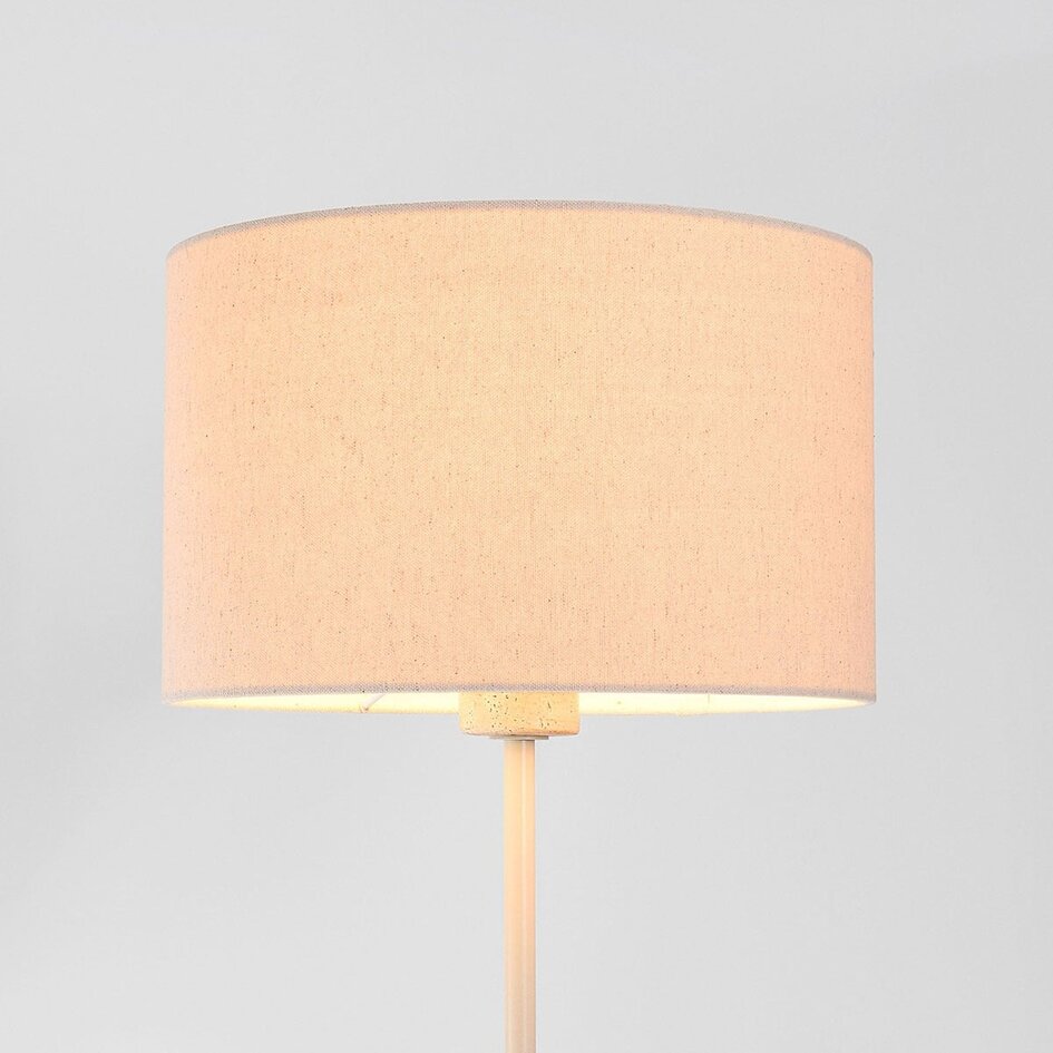 Lampadaire Auras avec abat-jour en lin beige et effet travertin