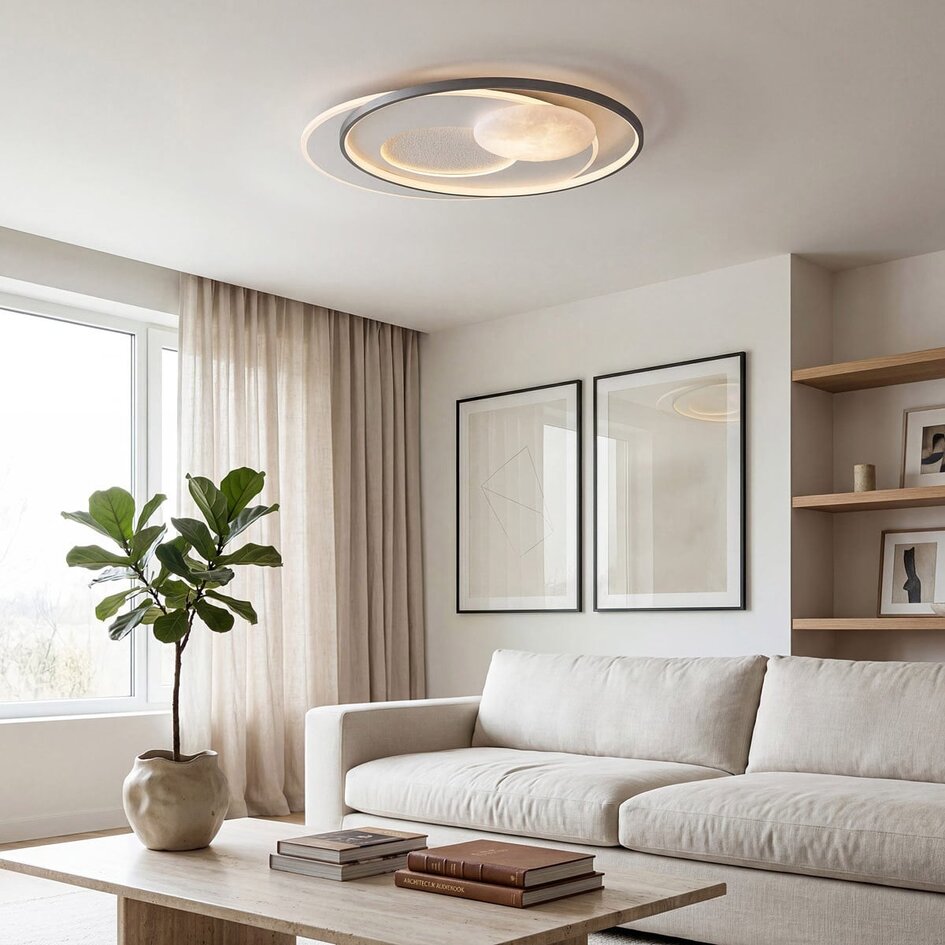 Plafonnier Eclipse dimmable à 3 étapes LED - blanc et gris