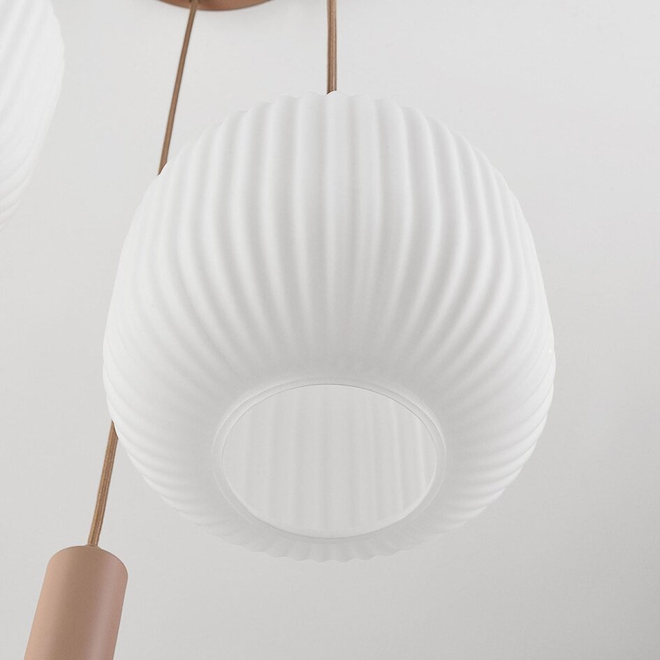 Suspension Viola 3 lumières - verre opale et beige