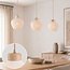Suspension 3 lumières Carru avec abat-jours en tissu et travertin (pierre naturelle)