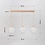 Suspension 3 lumières Carru avec abat-jours en tissu et travertin (pierre naturelle)
