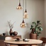 Lampe suspendue en verre ambré et aspect bois foncé, 3 lumières - Loua