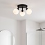 Plafonnier Zano avec 3 points lumineux orientables - noir avec verre blanc laiteux IP44