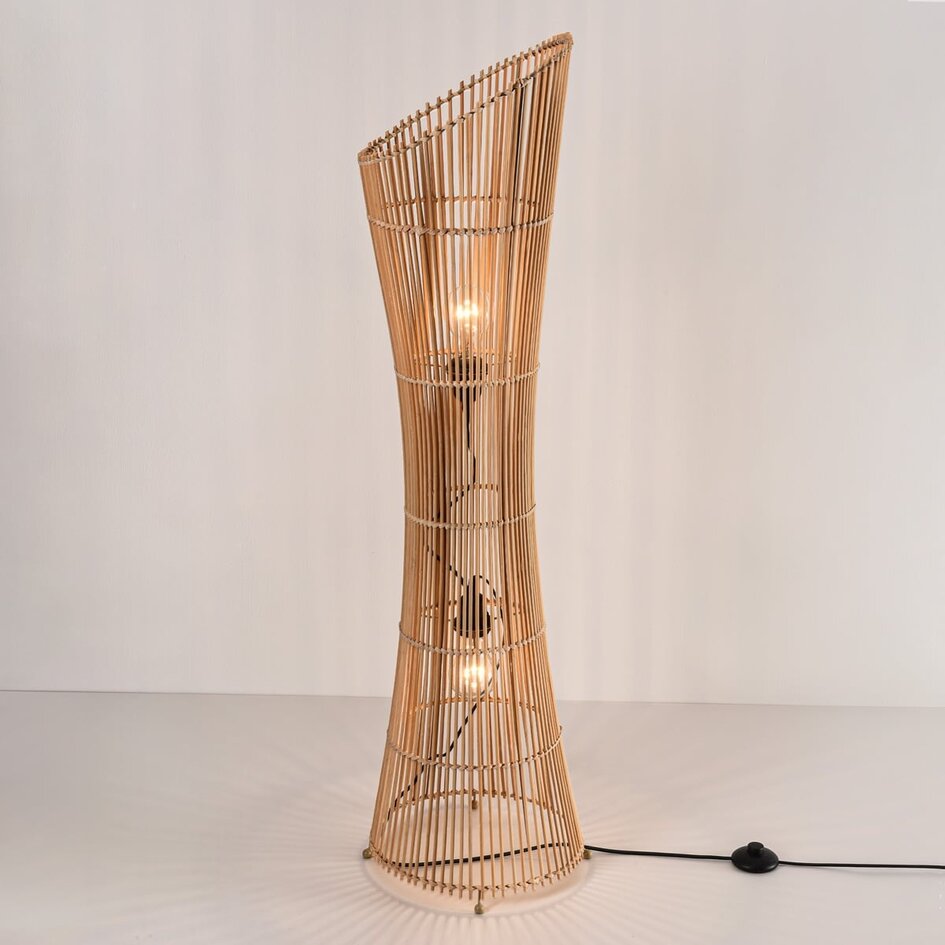 Staande lamp Floris met gevlochten bamboe - naturel