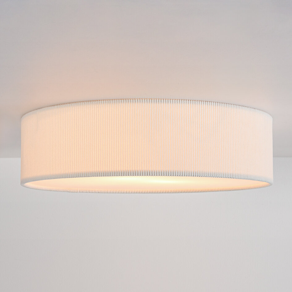 Plafondlamp Paulina met geribbelde fluwelen kap - beige
