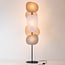 Vloerlamp Velore met naturel linnen kappen in zachte, lichte tinten