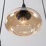 6-lichts hanglamp Loic - zwart met amber glas
