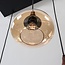 Hanglamp met amber glas en donkere houtoptiek, 6-lichts - Loic