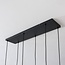 Hanglamp met amber glas en donkere houtoptiek, 6-lichts - Loic