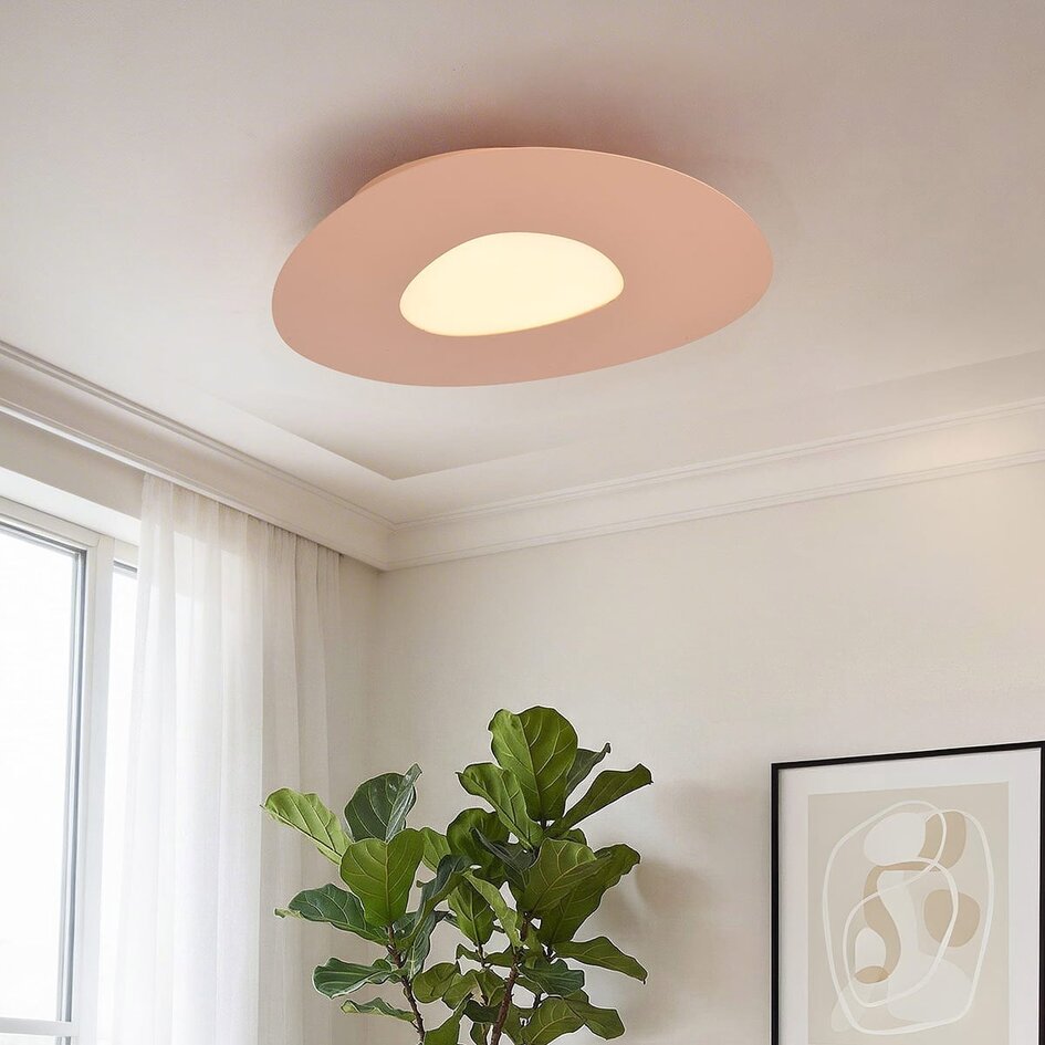 Plafondlamp Felora in warm beige met organische vorm