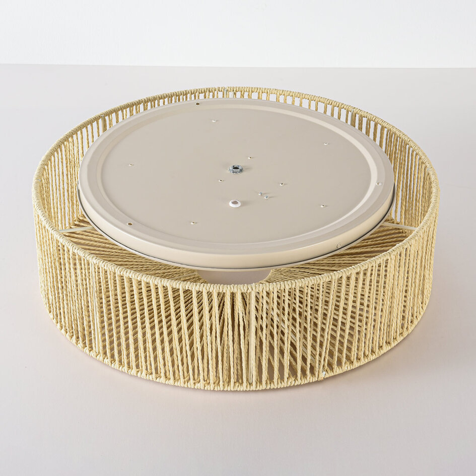 Plafonnier Robian avec abat-jour en corde tressée à la main - beige