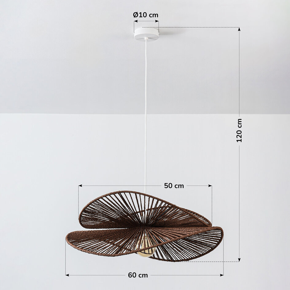Hanglamp Janah met handgevlochten papieren kappen - wit