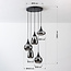 Suspension 5 lumières Loua - noir et verre fumé