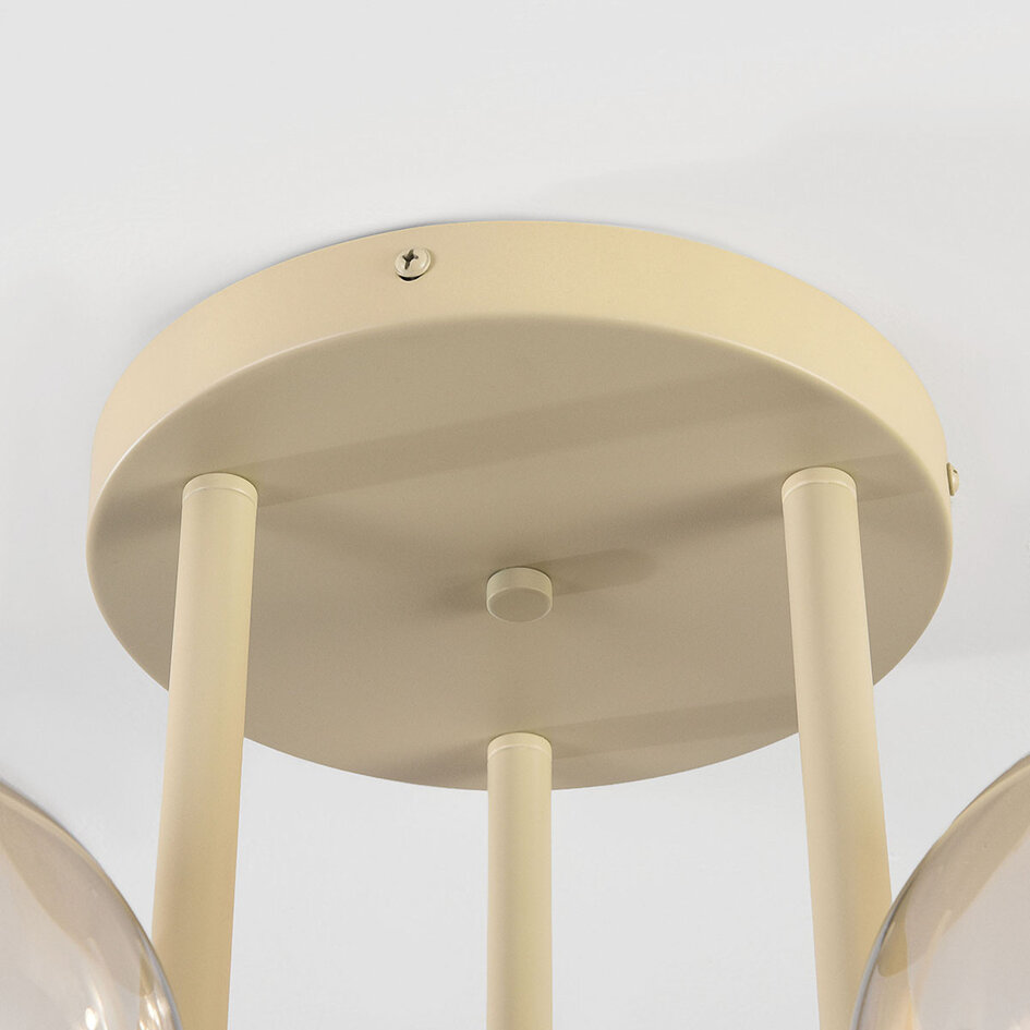 Plafonnier Elora avec 3 boules en verre cognac - beige