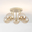 Plafonnier Amora avec 5 boules en verre cognac - beige