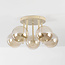 Plafonnier Amora avec 5 boules en verre cognac - beige