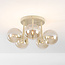 Plafonnier Amora avec 5 boules en verre cognac - beige
