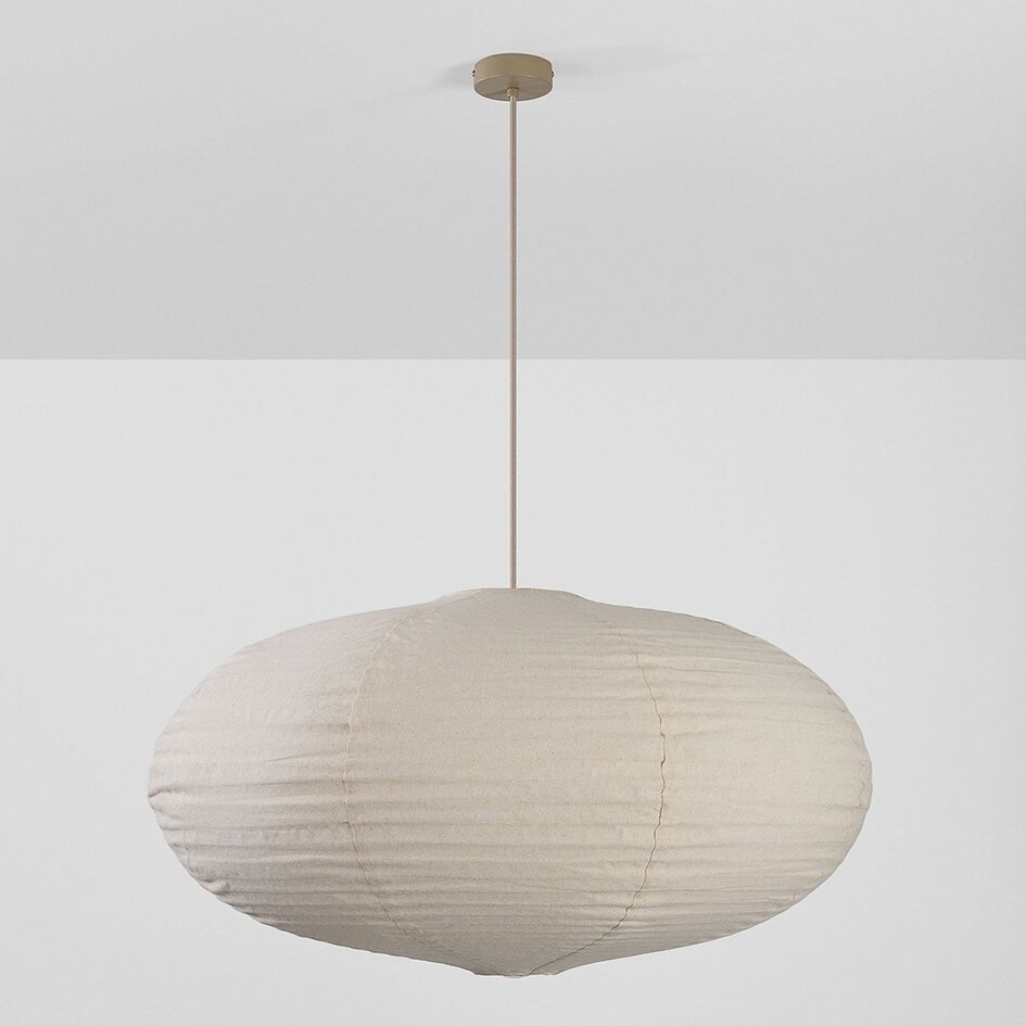 Suspension Sikara avec abat-jour en lin naturel- Ø80cm