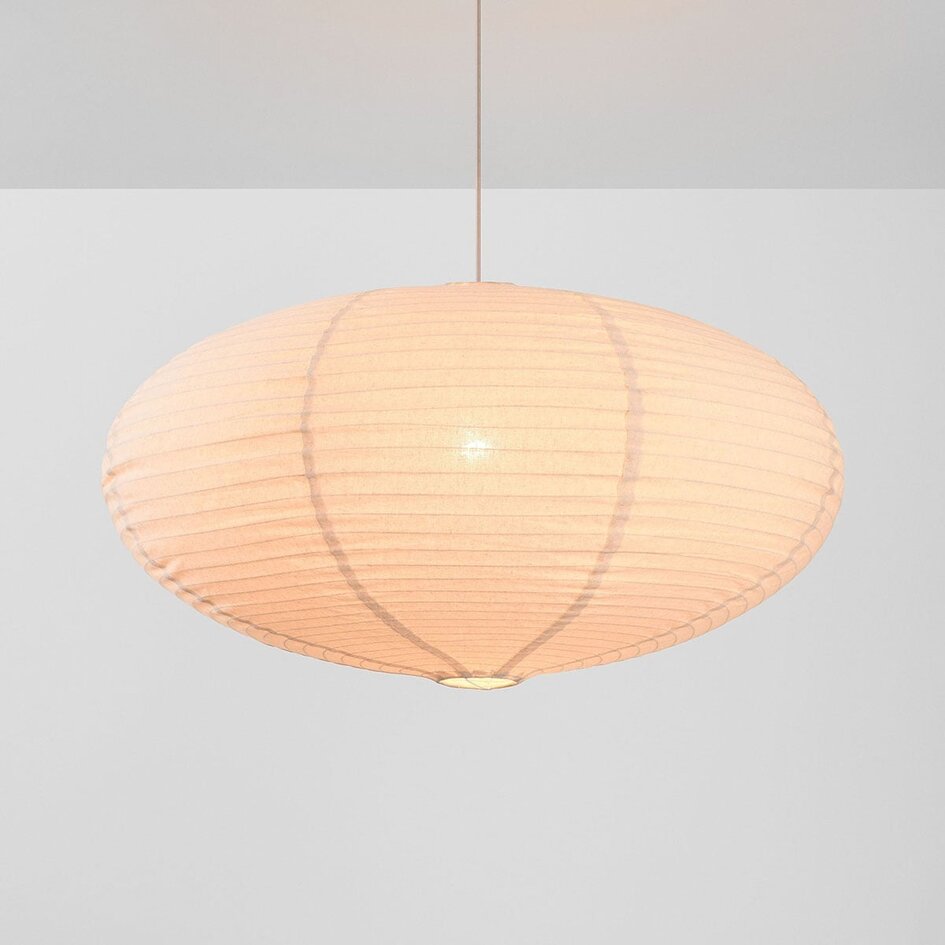 Hanglamp Sikara met naturel linnen kap- Ø80cm