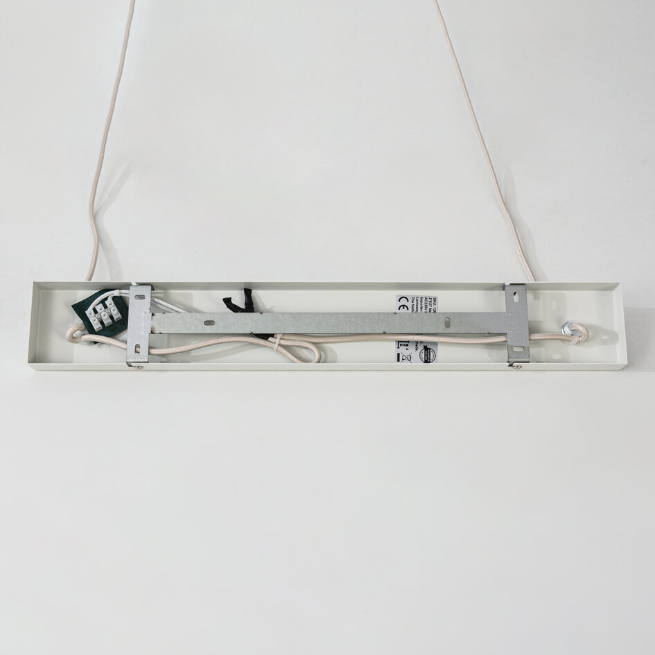 Suspension Hirom à 2 lumières - beige et abat-jour en lin
