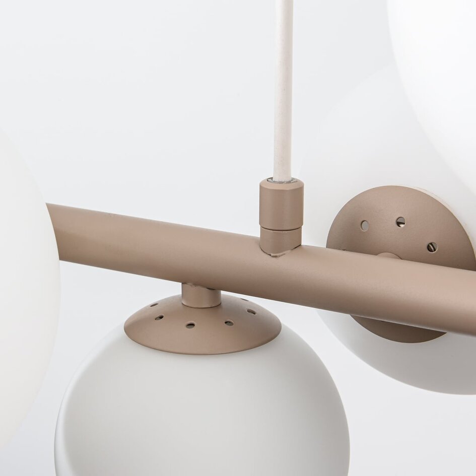 Suspension Deka à 10 lumières - beige et verre laiteux