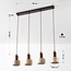 Luxe 4-lichts hanglamp Muro van travertin (natuursteen) en hout