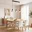 Japandi hanglamp Muro - drie travertin (natuursteen) kappen met houtaccenten
